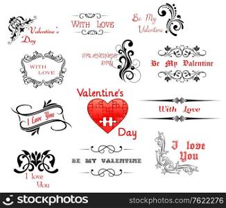 Love and Valentine&rsquo; Day calligraphic headers for holiday design