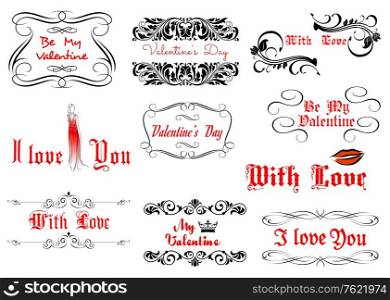 Love and Valentine&rsquo;s day headlines for design and ornate