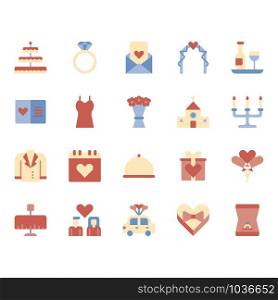 Love and wedding related icon set