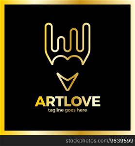 Love art pencil logo Royalty Free Vector Image