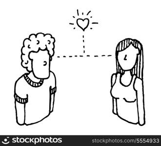 Love at first sight / Vector man and woman
