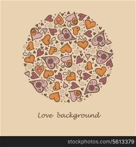 Love background with abstract hearts. Valentine card