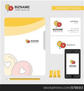 Love balloons Business Logo, File Cover Visiting Card and Mobile App Design. Vector Illustration