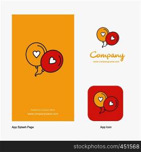 Love balloons Company Logo App Icon and Splash Page Design. Creative Business App Design Elements