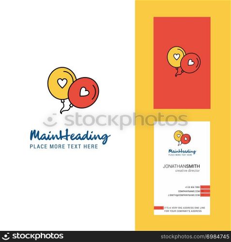 Love balloons Creative Logo and business card. vertical Design Vector