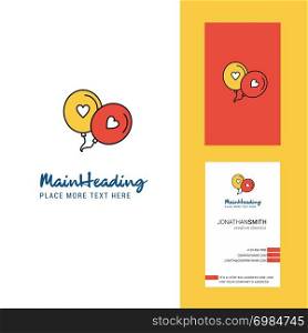 Love balloons Creative Logo and business card. vertical Design Vector