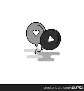 Love balloons Web Icon. Flat Line Filled Gray Icon Vector