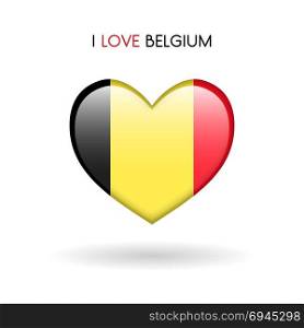 Love Belgium symbol. Flag Heart Glossy icon on a white background. Love Belgium symbol. Flag Heart Glossy icon on a white background isolated vector illustration eps10