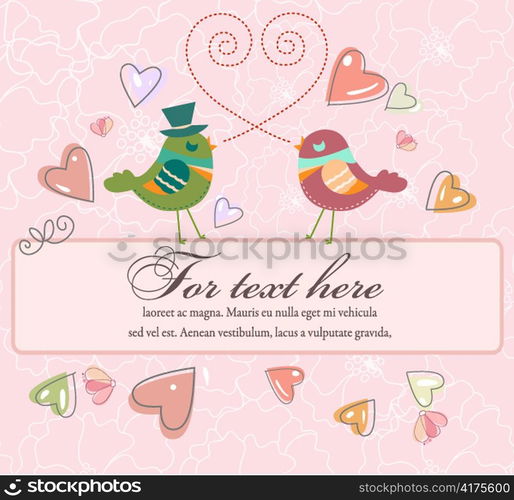 love birds with frame vector illustration