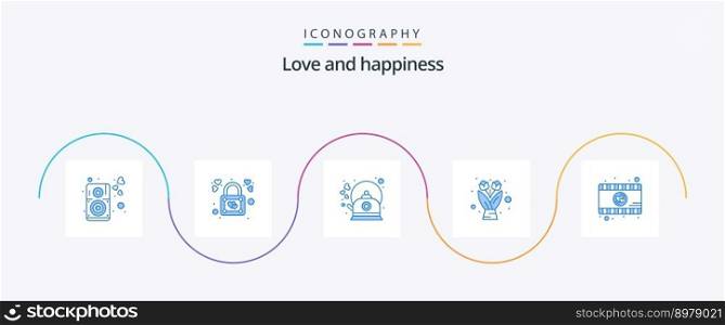 Love Blue 5 Icon Pack Including video. gift. brew. flower bouquet. pot