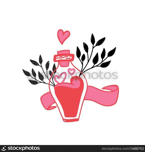 Love bottle greeting card with cute cartoon heart. Valentine Day poster concept. Love bottle greeting card with cute cartoon heart. Valentine Day poster concept.