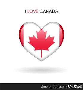 Love Canada symbol. Flag Heart Glossy icon. Love Canada symbol. Flag Heart Glossy icon vector illustration isolated on gray background eps10