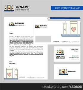 Love candles Business Letterhead, Envelope and visiting Card Design vector template