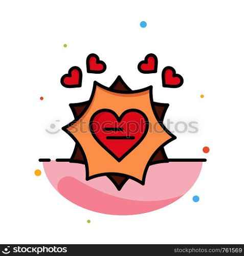 Love, Card, Valentine, Heart Abstract Flat Color Icon Template