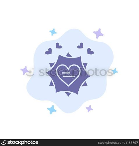 Love, Card, Valentine, Heart Blue Icon on Abstract Cloud Background