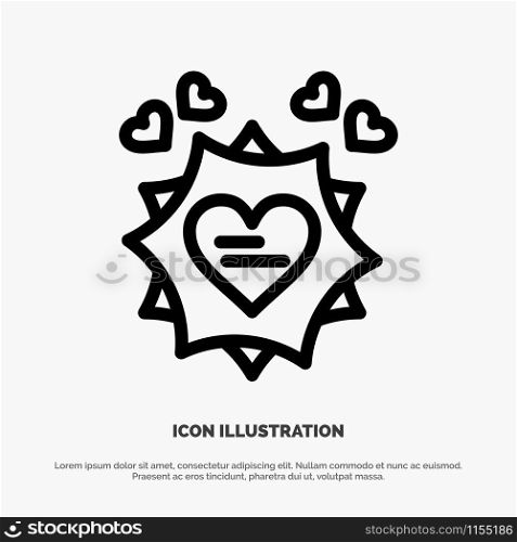 Love, Card, Valentine, Heart Line Icon Vector