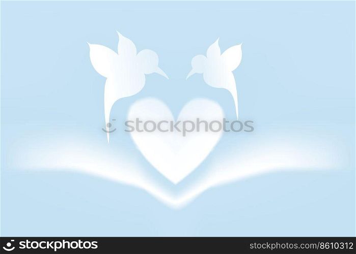 Love card with heart and bird shapes - available as jpg and eps-file