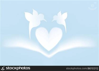 Love card with heart and bird shapes - available as jpg and eps-file