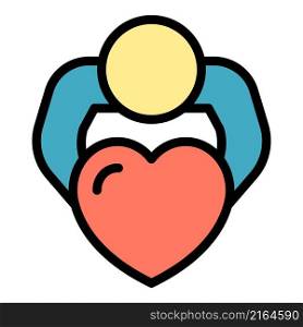 Love charity icon. Outline love charity vector icon color flat isolated. Love charity icon color outline vector