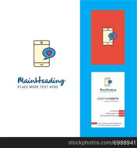 Love chat Creative Logo and business card. vertical Design Vector
