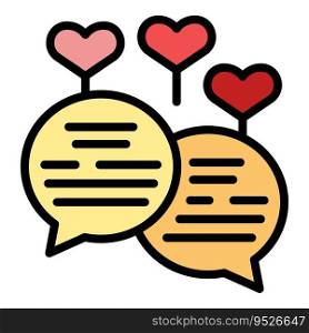 Love chat icon outline vector. Online report. Service client color flat. Love chat icon vector flat