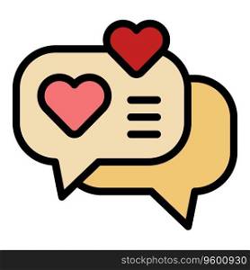 Love chat icon outline vector. Person charity. Activist social team color flat. Love chat icon vector flat