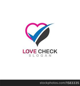 Love Check combination Logo Symbol Design concept Illustration