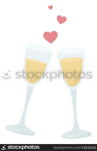 Love cheer with glasses, illustration, vector on white background.