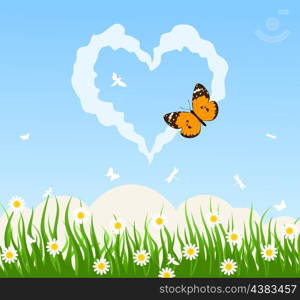 Love cloud. Sign on heart from a cloud. A vector illustration