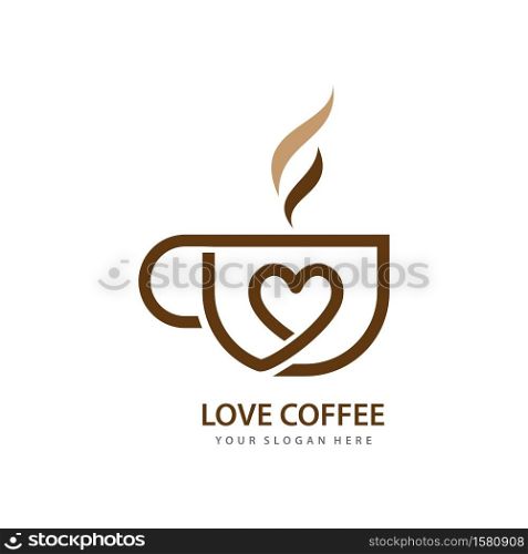 Love Coffee illustration logo Template vector icon design