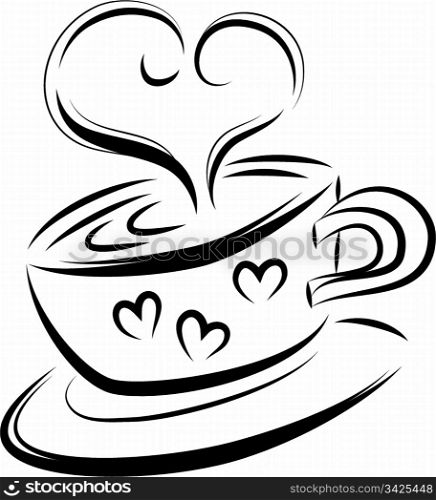 Love coffee line art, vector illustration