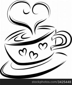 Love coffee line art, vector illustration