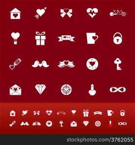 Love color icons on red background, stock vector