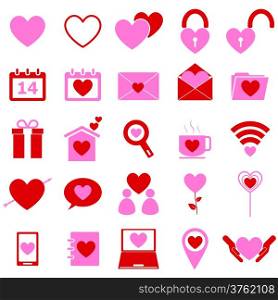 Love color icons on white background, stock vector
