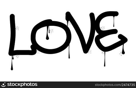Love colored Graffiti tag. Abstract modern street art decoration performed in urban painting style.