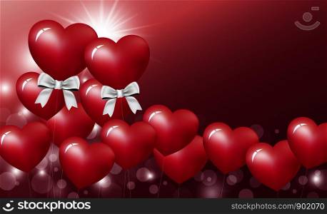 Love concept design of heart balloon on red background Valentine's day and wedding vector illustration