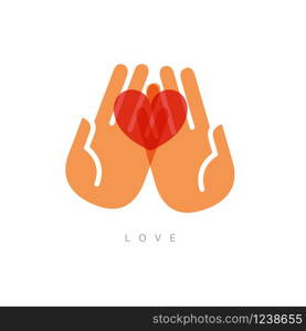 Love concept illustration - hands with the heart. Love concept illustration