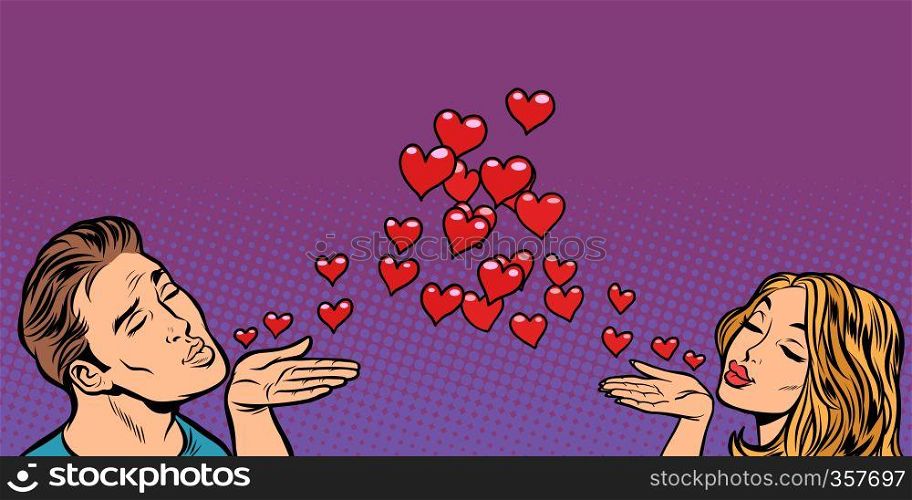 love couple kiss heart. Comic cartoon pop art vector retro vintage drawing. love couple kiss heart