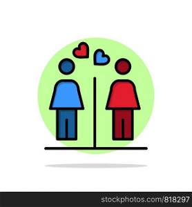 Love, Couple, Washroom, Signs Abstract Circle Background Flat color Icon
