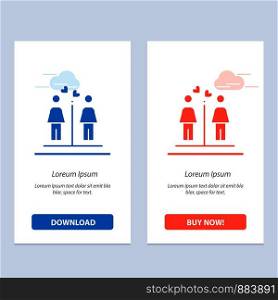 Love, Couple, Washroom, Signs Blue and Red Download and Buy Now web Widget Card Template