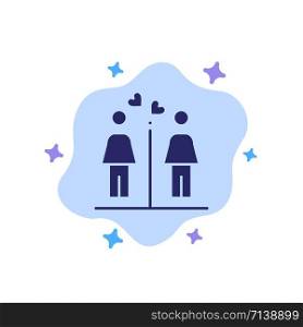 Love, Couple, Washroom, Signs Blue Icon on Abstract Cloud Background