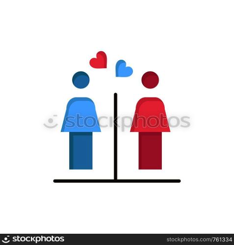 Love, Couple, Washroom, Signs Flat Color Icon. Vector icon banner Template