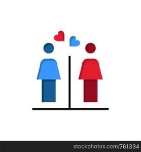 Love, Couple, Washroom, Signs Flat Color Icon. Vector icon banner Template