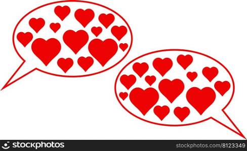 Love date icon compliments conversation two lovers speech bubble hearts