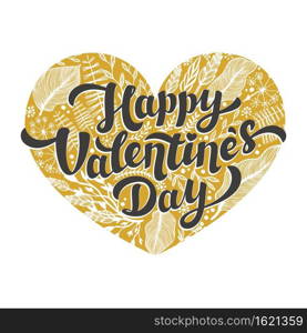Love day card. happy Valentine’s day"e on Golden heart on white background. Vector illustration. Love day card. happy Valentine’s day"e on Golden heart on white background. Vector illustration.