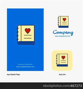 Love diary Company Logo App Icon and Splash Page Design. Creative Business App Design Elements