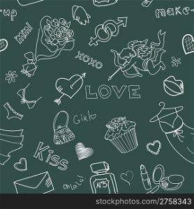 Love Doodles. Seamless Background