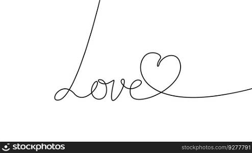 Love drawing of a stylized heart and text Vector Image