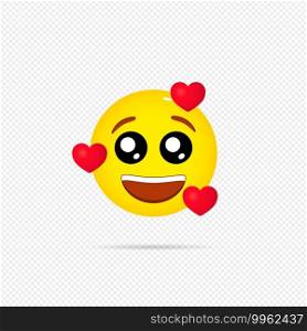 Love emoji icon. Happy emotion.. Love emoji icon. Happy emotion. Smiley, emoticon. Social media concept. Vector on isolated transparent background. EPS 10
