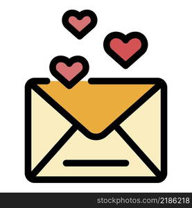 Love envelope icon. Outline love envelope vector icon color flat isolated. Love envelope icon color outline vector